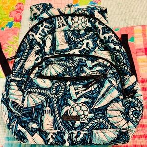 Vera Bradley Shore Thing Sea Shore Sea Life Blue and White Backpack Like New